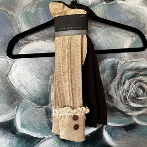 2 Pack Knee High Socks - Oatmeal and Brown Socks